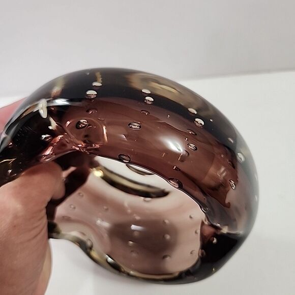 Vintage Murano MCM Blenko Glass Ashtray Amethyst 6” Controlled Bubble Purple - Picture 6 of 9